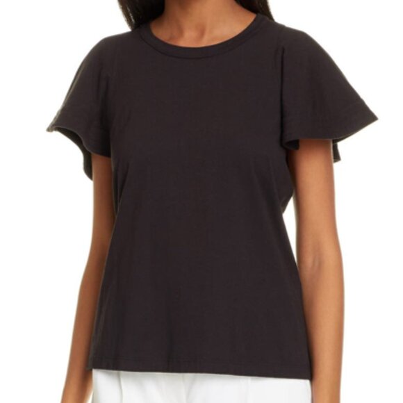 A.L.C. Tops - A.L.C Carrie Flutter-sleeve Cotton Tee In Black